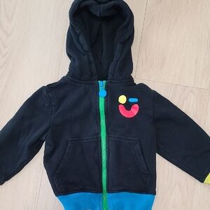 Stella McCartney Kids Black Hoodie with Green and Blue Accents